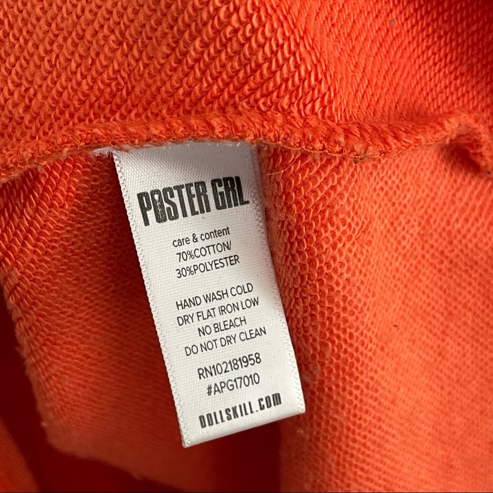 RARE Dolls Kill Poster Grl Oversize Cut Out Hoodie - Orange, Small - Picture 11 of 12